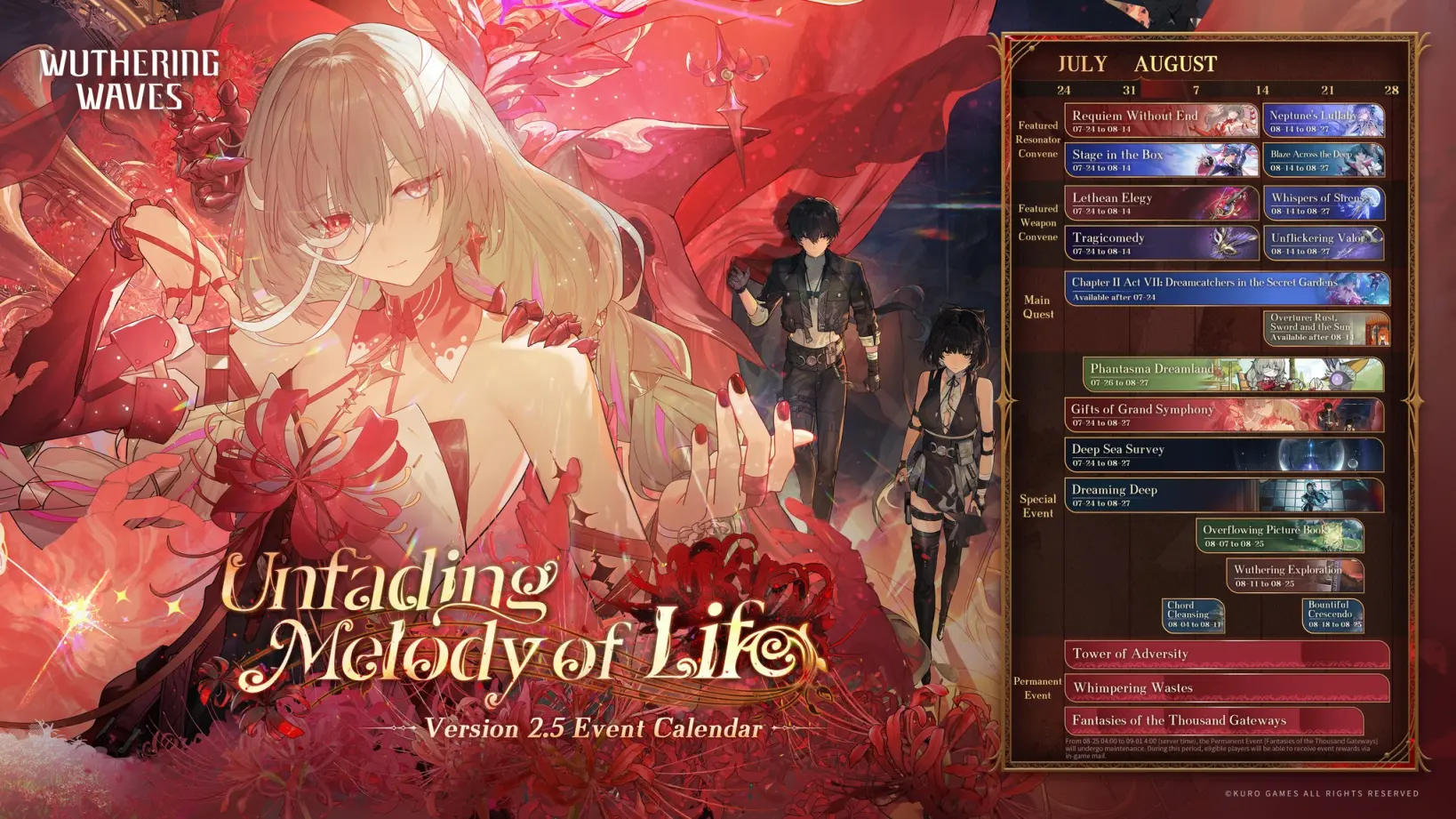 Wuthering Waves Patch 2.5 Event Calender