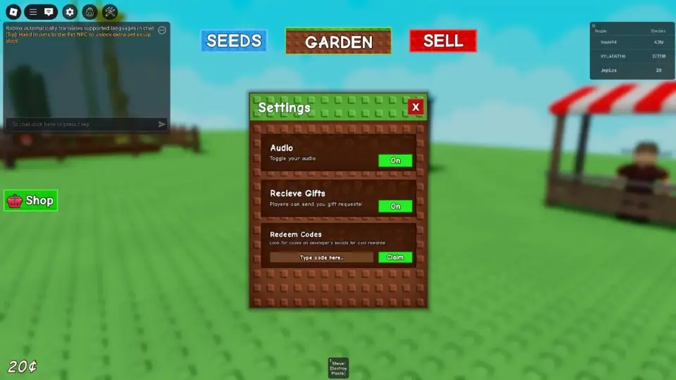 Cara Menukarkan Kode di Grow a Garden