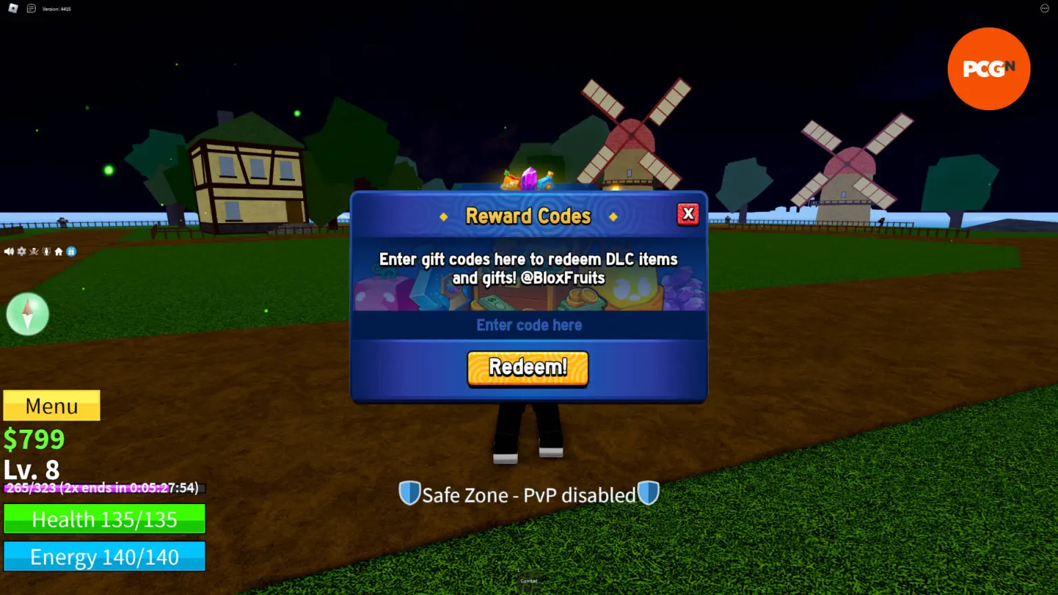 Cara Redeem Kode di Blox Fruits Roblox